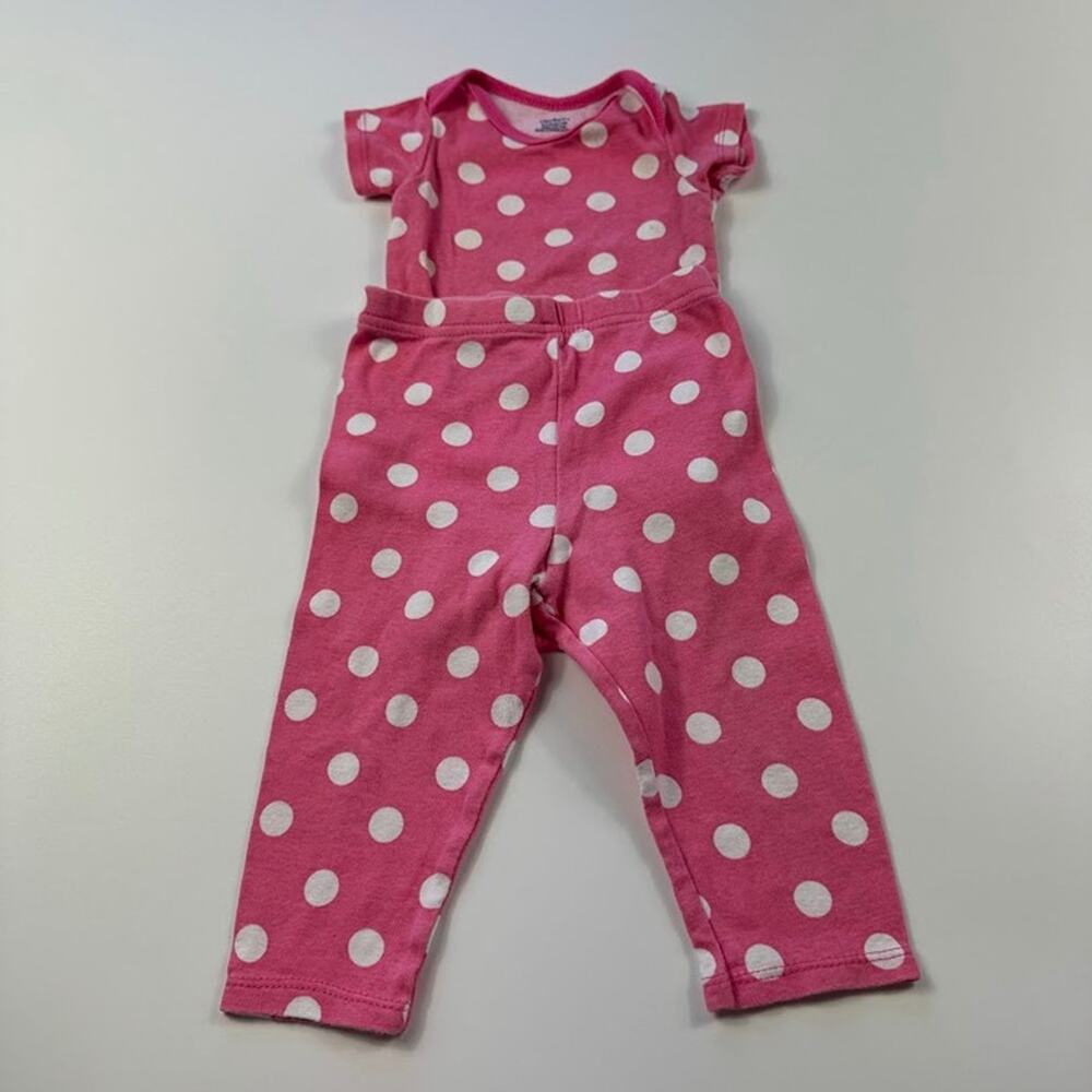 Gerber Baby Girls Polka Dot Onesie and Pants Set Pink White 3-9 Months - Picture 2 of 12